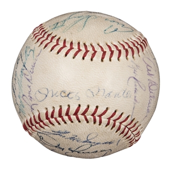 1958 World Champion New York Yankees Team Signed Baseball With 22 Signatures Including Mantle, Ford, Stengel, Berra & Slaughter (Beckett)